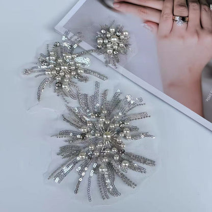 Internet celebrity fashionable handmade DIY floral sequin wedding dress collar flower bead lace embroidery decorative accessories and decals