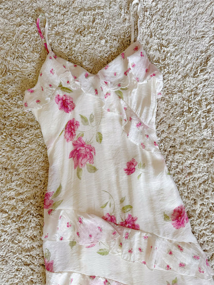 Floral Ruffle Tiered Maxi Dress - Pink & Ivory
