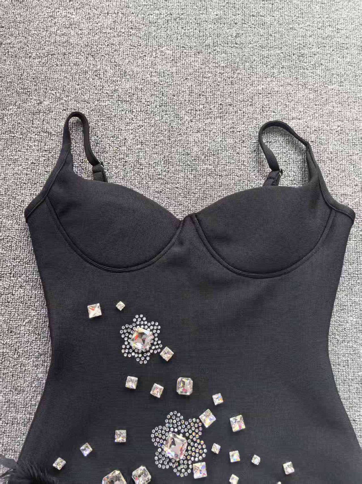 black heavy stretch knit bodycon dress