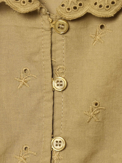 lace embroidered lapel shirt short-sleeved shirt top