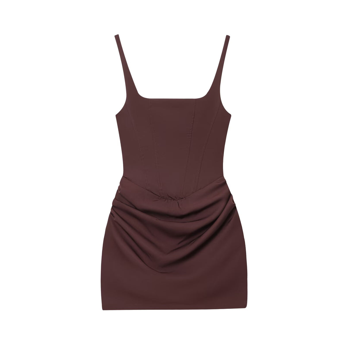 Square Neck Ruched Bodycon Mini Dress