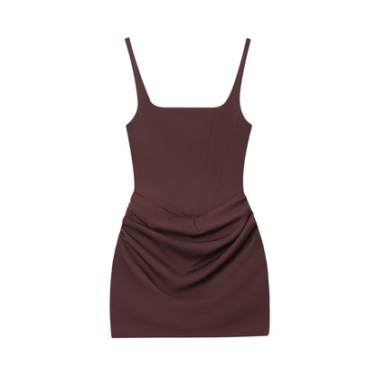 Square Neck Ruched Bodycon Mini Dress