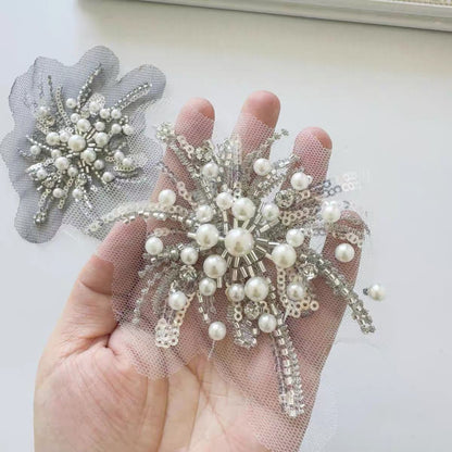 Internet celebrity fashionable handmade DIY floral sequin wedding dress collar flower bead lace embroidery decorative accessories and decals