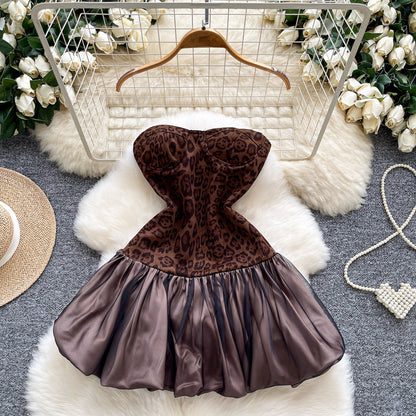 Brown Animal Print Fit-and-Flare Mini Dress