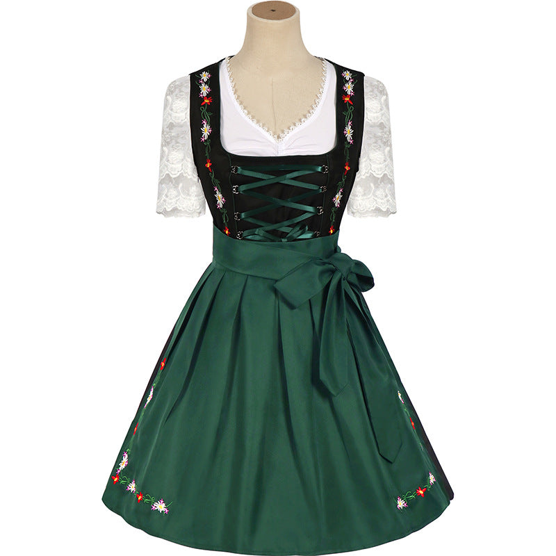Black Woven cotton-synthetic blend Fit-and-flare Dirndl dress set