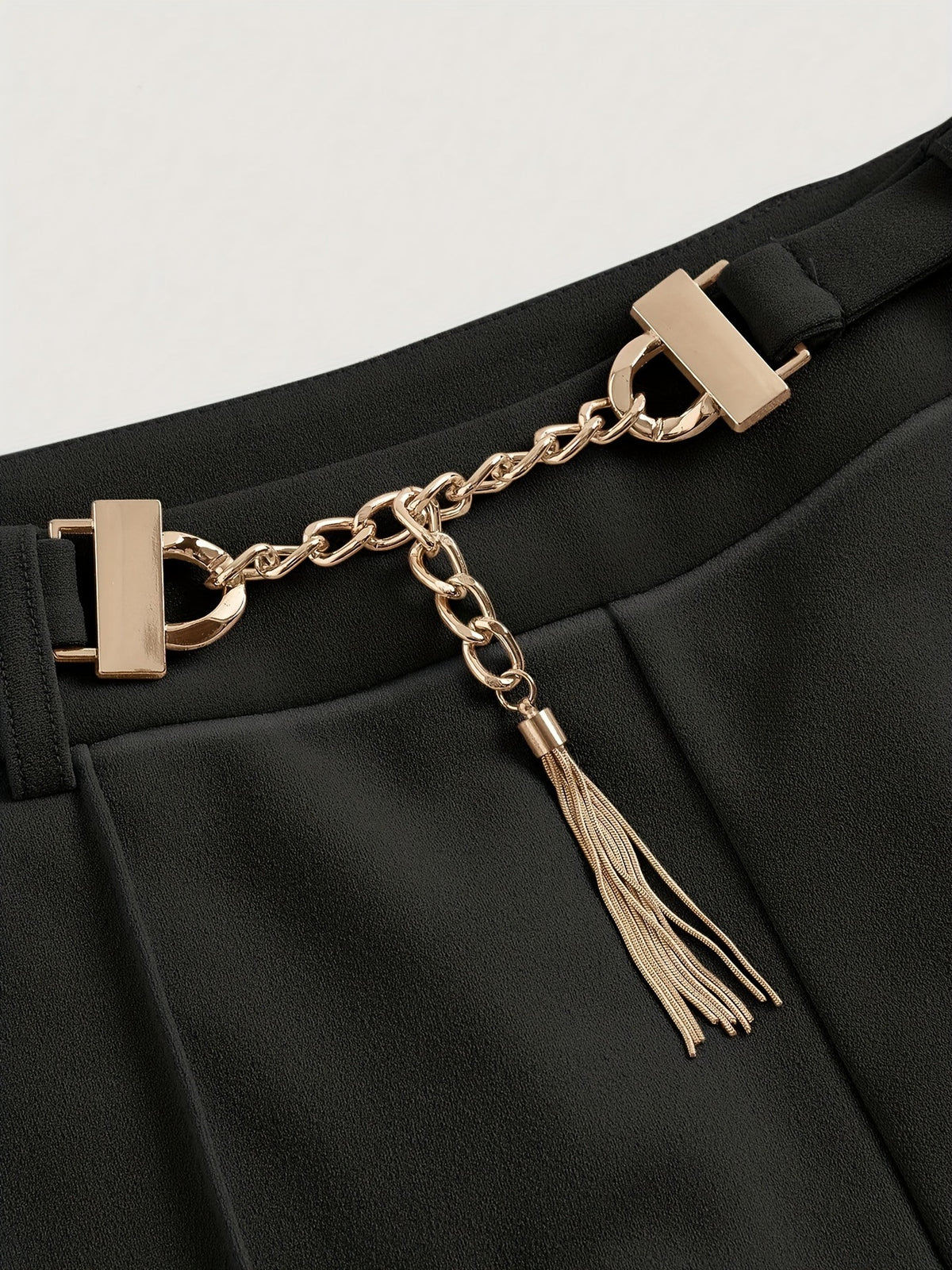 Chain Belt High Waist Flare Trousers