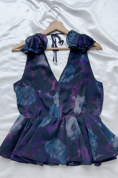floral print Chiffon Ruffle Top