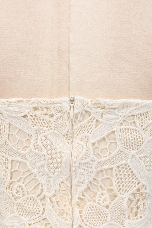 Lace hollow Sleeveless Mini Dress in yellow