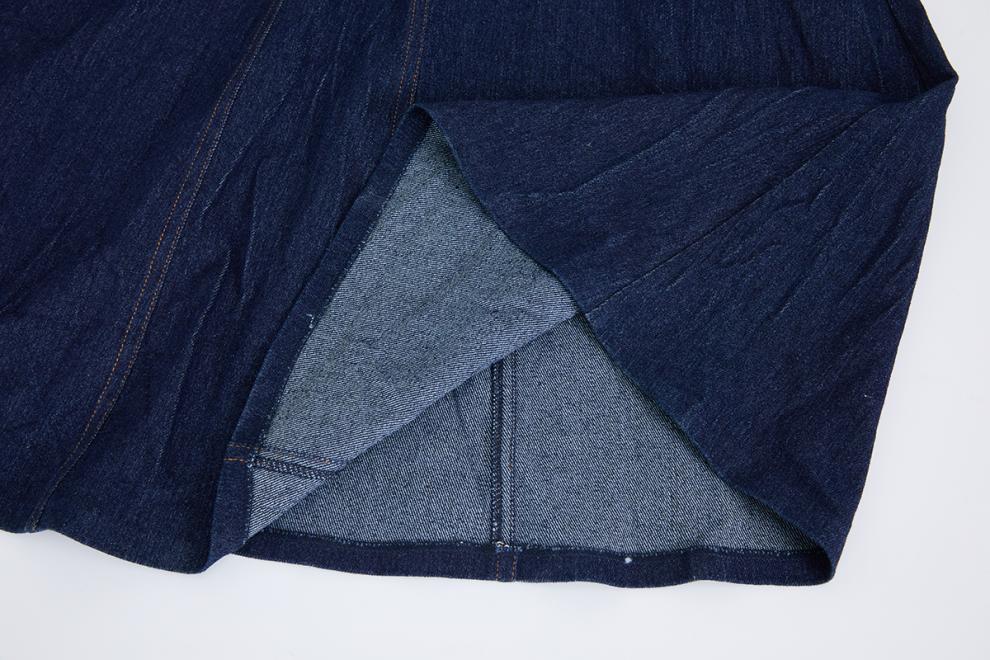 Dark Blue Denim Fit-and-Flare Midi Dress