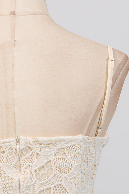 Lace hollow Sleeveless Mini Dress in yellow