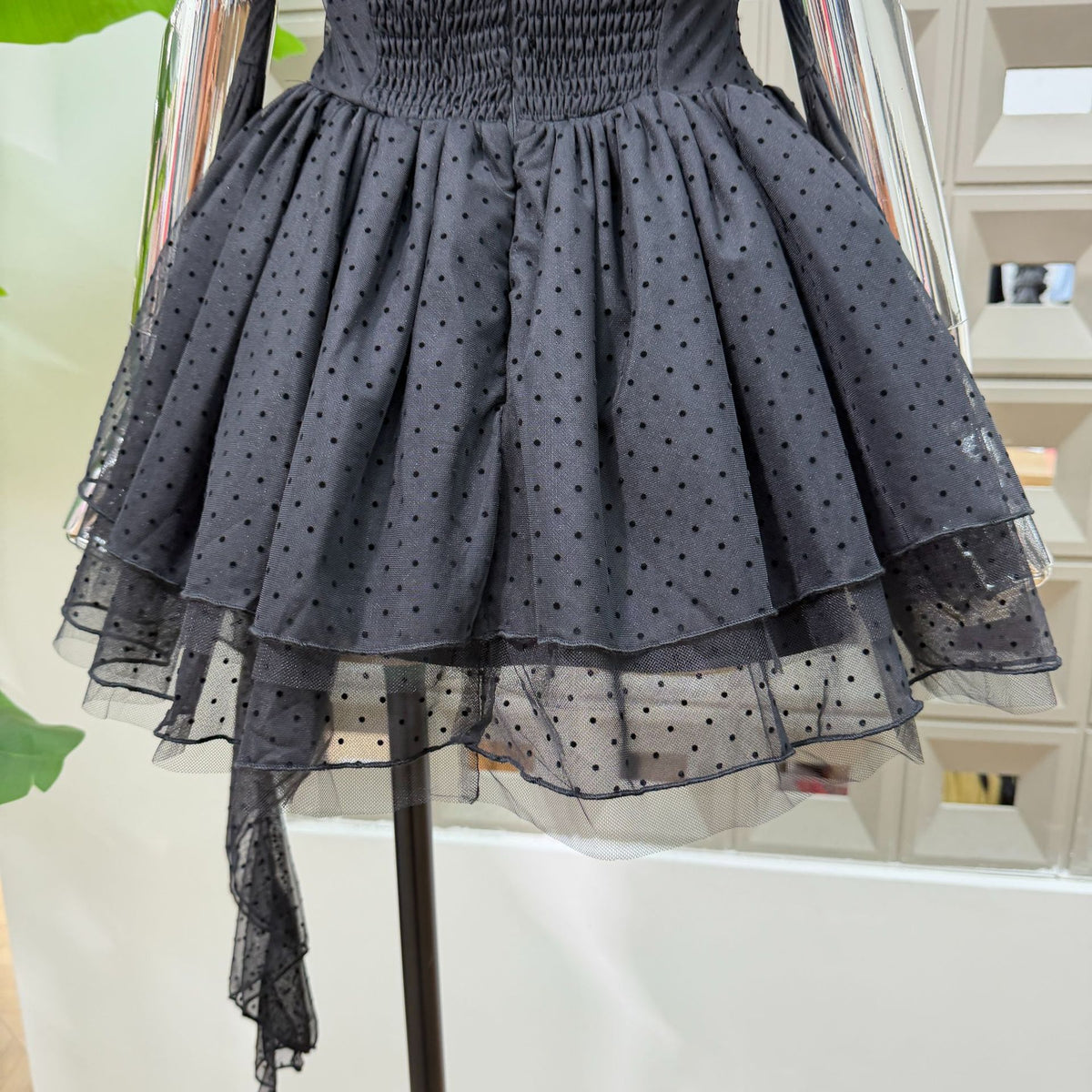 Black Tulle Fit-and-Flare Mini Dress