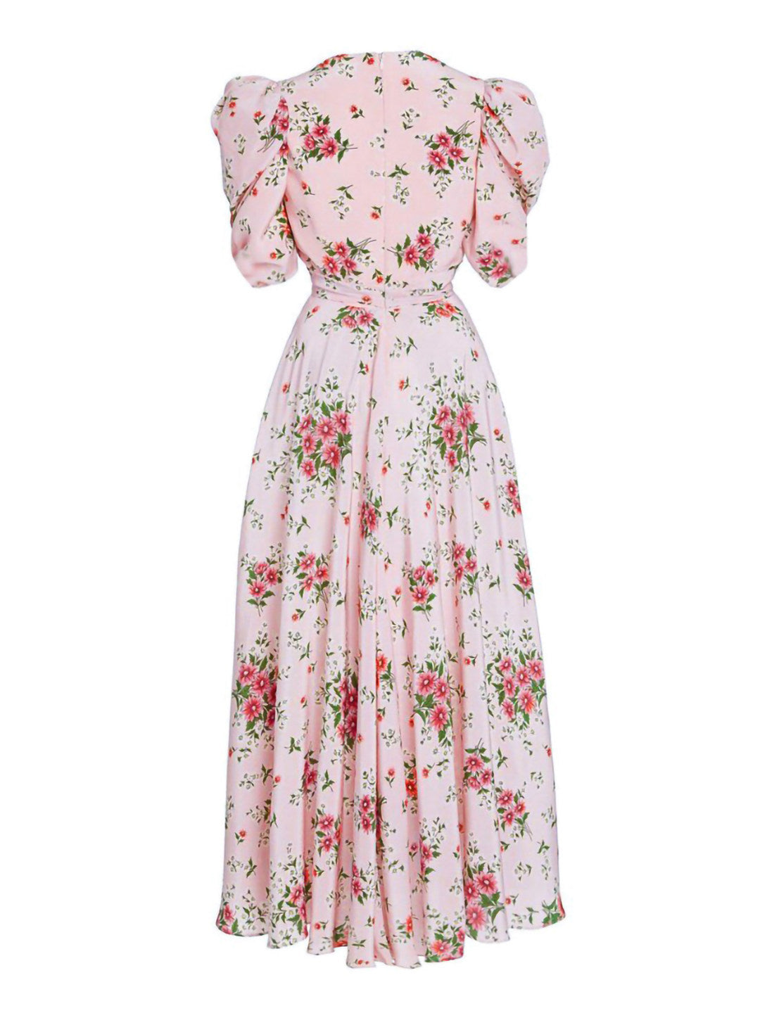 pink floral  V-neck maxi dress