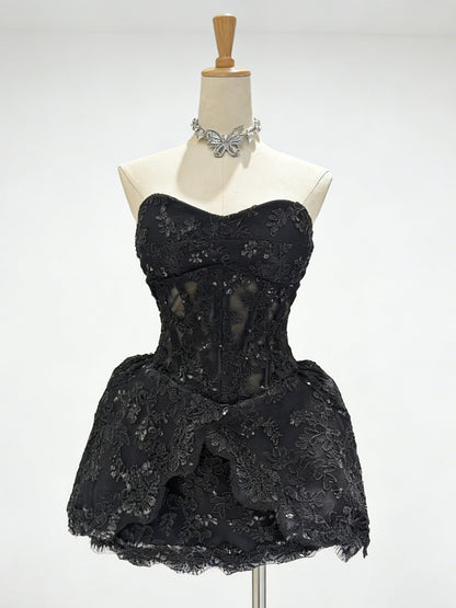 Lace Embroidered Bandeau Sleeveless Dress