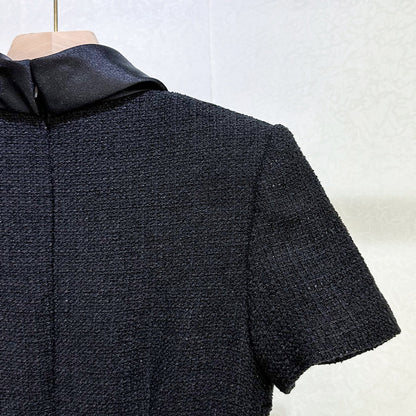 tabitha Boucle Collared tweed Mini Dress in black