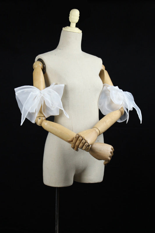 Organza Giant Bow Detachable Short Arm Cuffs
