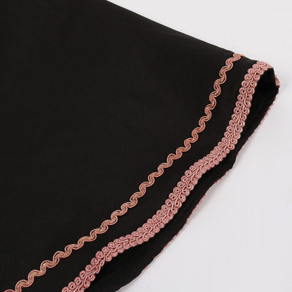 black matte woven polyester-cotton blend fit-and-flare dirndl dress