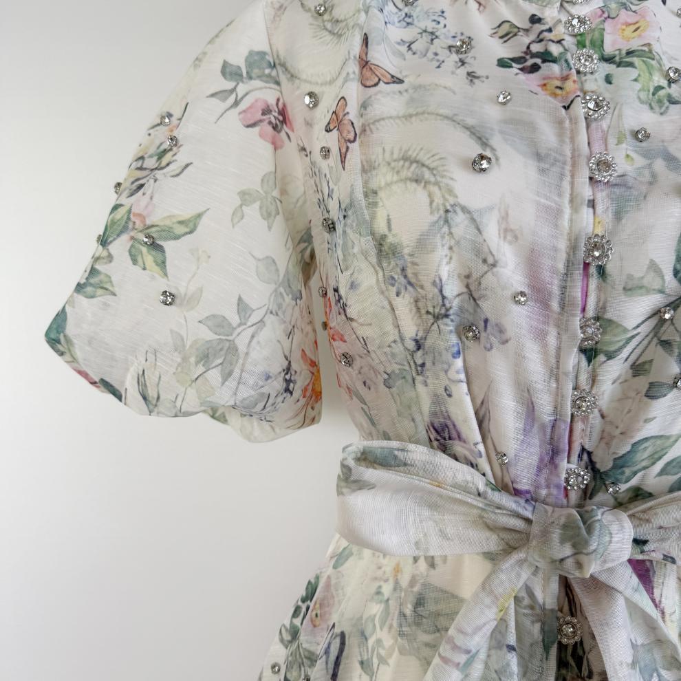 Floral Print Belted Mini Dress