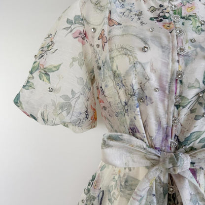 Floral Print Belted Mini Dress