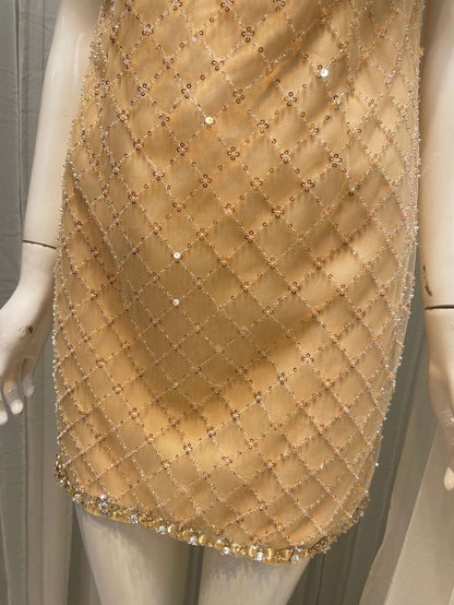 mona Embellished Rhinestone Sequin Mini Dress in yellow