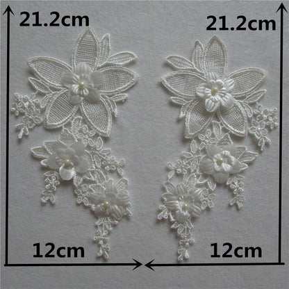 Computerized embroidery lace collar pair flower handmade DIY imitation pearl lace clothing accessories appliqué spot wholesale