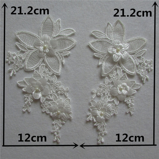Computerized embroidery lace collar pair flower handmade DIY imitation pearl lace clothing accessories appliqué spot wholesale