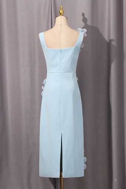 sabrina 3d flower Midi Dress in Blue
