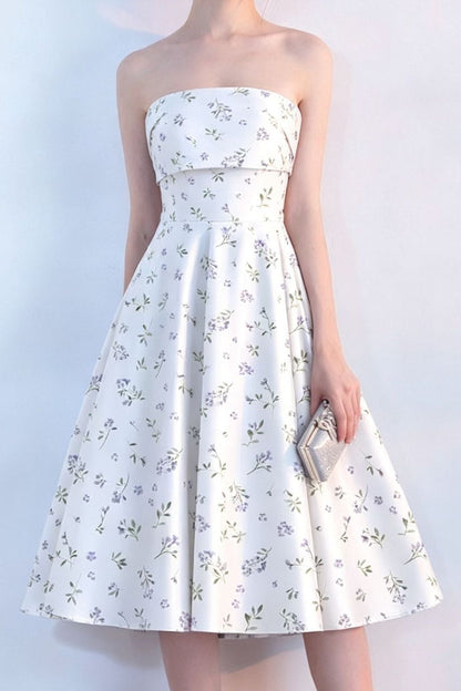Floral Print Strapless Midi Dress