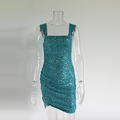 philipppa Sequin pleated Mini Dress in blue
