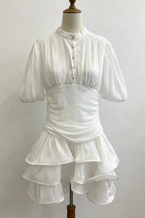 White Tiered Ruffle Mini Dress