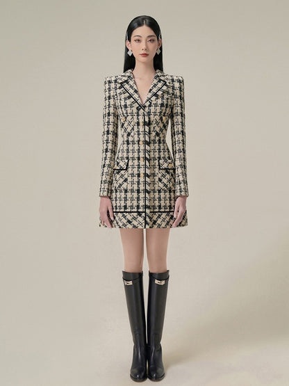 ophelia Houndstooth Tweed Mini Dress