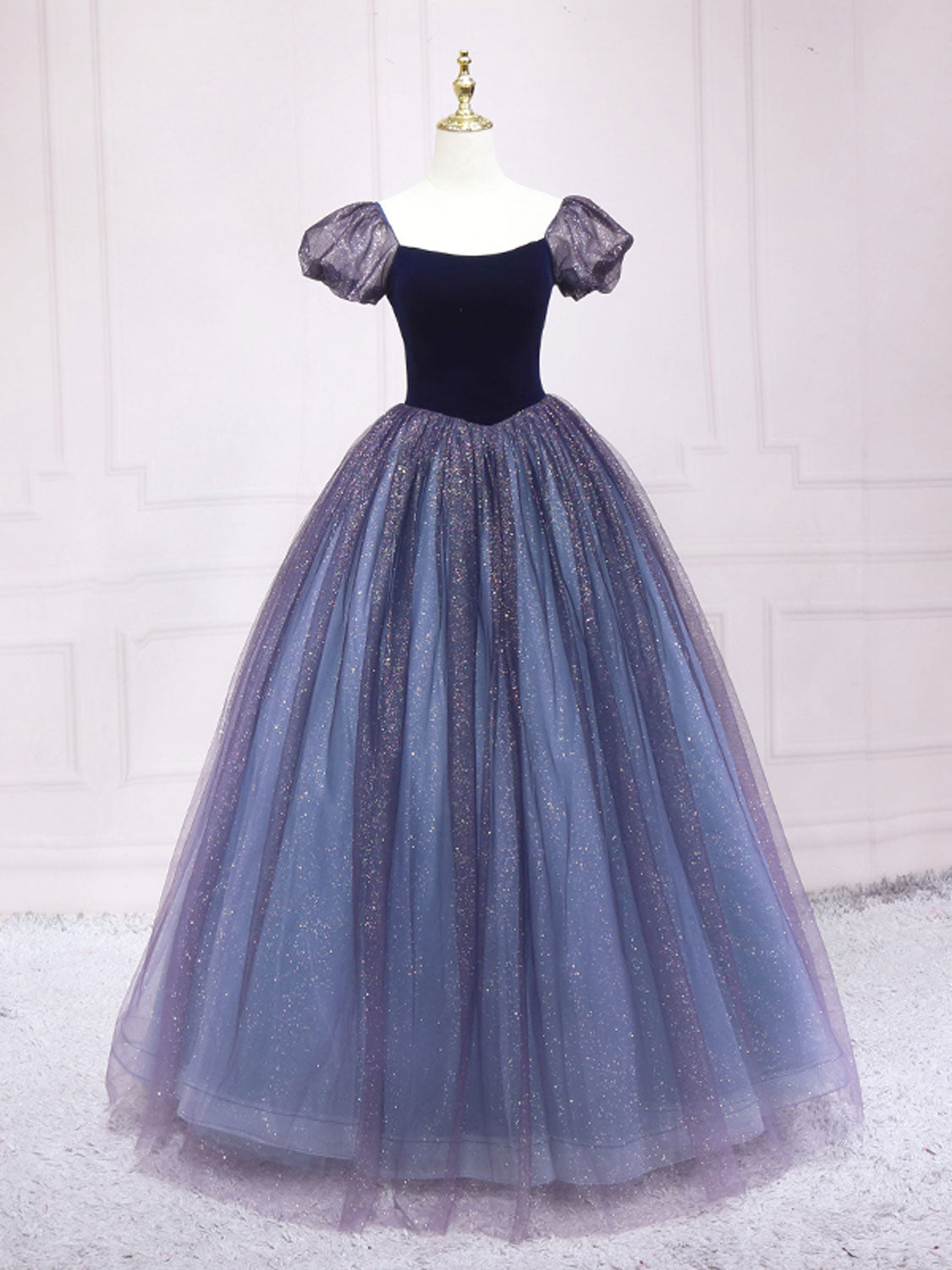 Purple tulle A line maxi dress