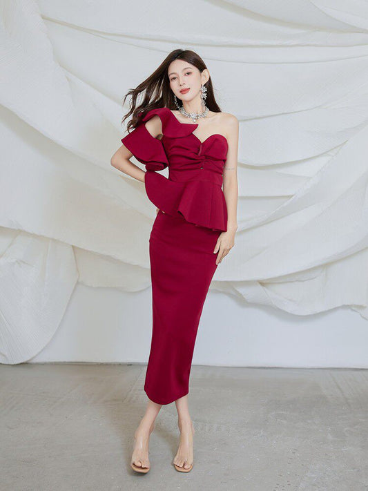 Dolores Strapless Backless Ruffle maxi Dress Set