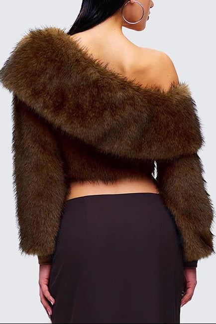 stacey One Shoulder Furry Top