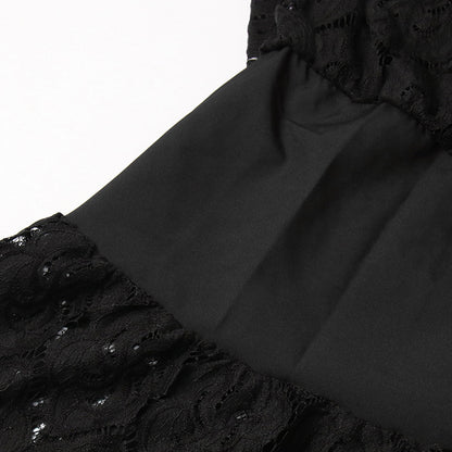 vanessa Long Sleeves Layered Lace Mini Dress in black