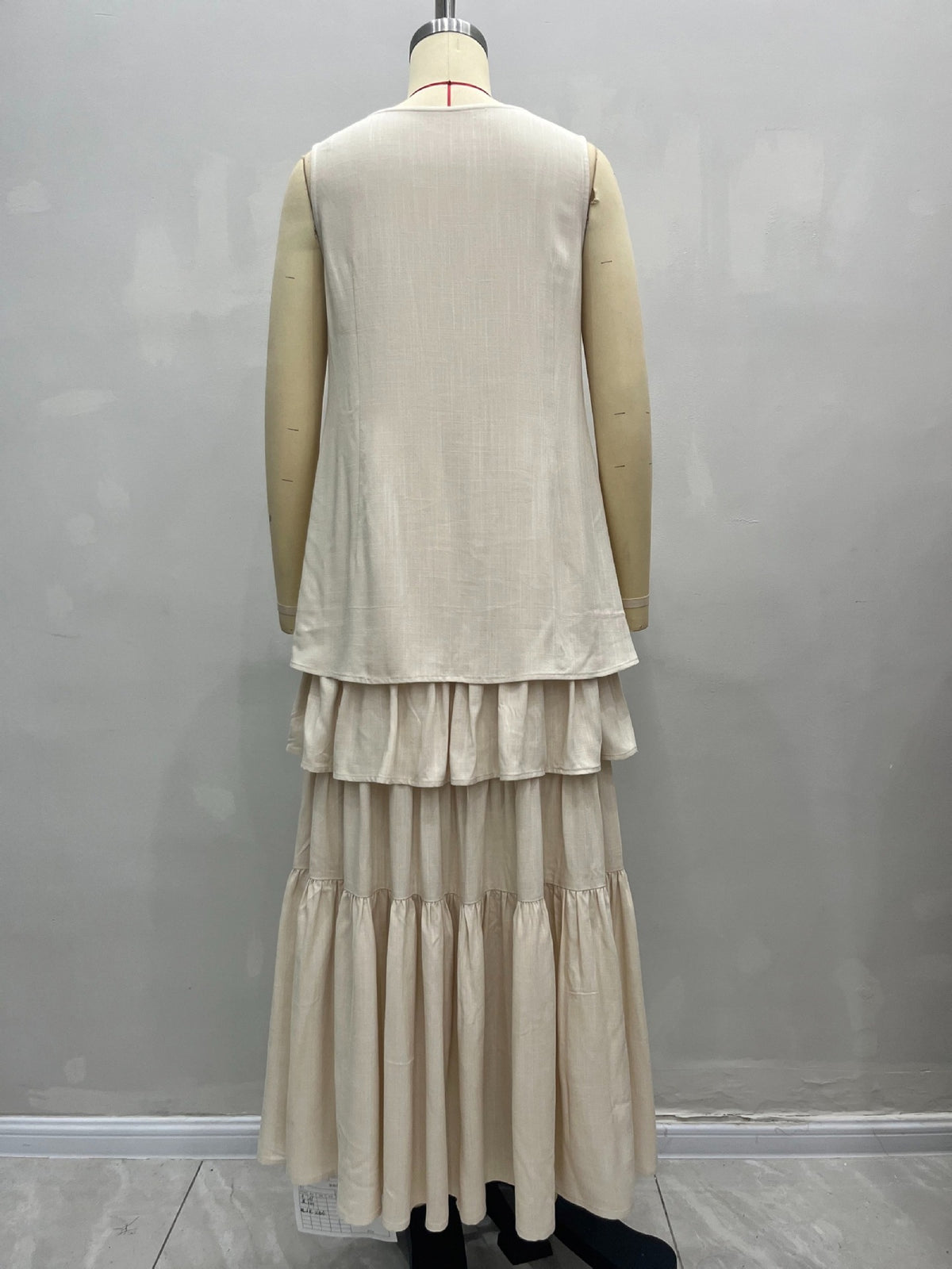 Sleeveless V-Neck Tiered Ruffle Maxi Dress
