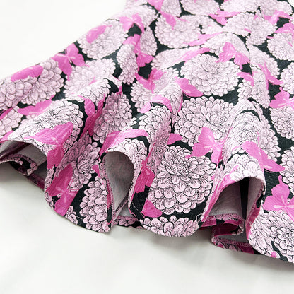 Pink Floral Butterfly Print Mini Dress