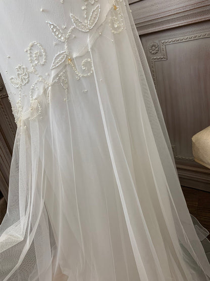 White Lace & Tulle Mermaid Wedding Dress