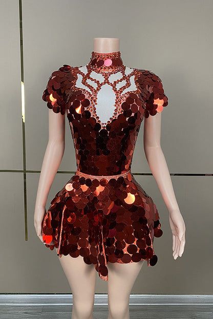 HELENE BURGUNDY SEQUINS DIAMANTE SET