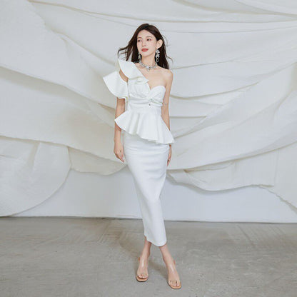Dolores Strapless Backless Ruffle maxi Dress Set