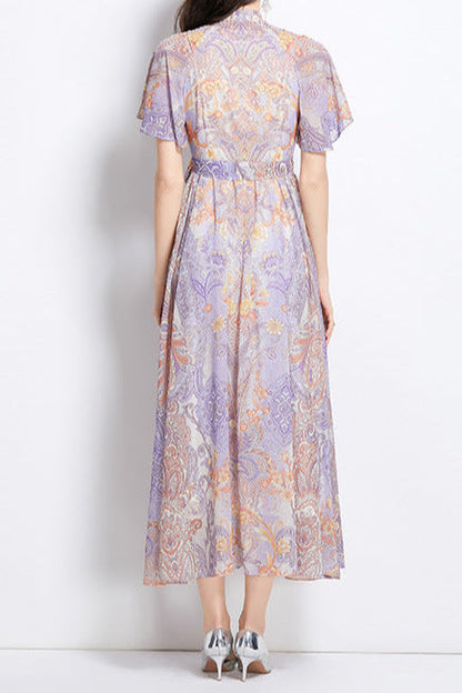 eileen multicolor single-breasted printed midi dress
