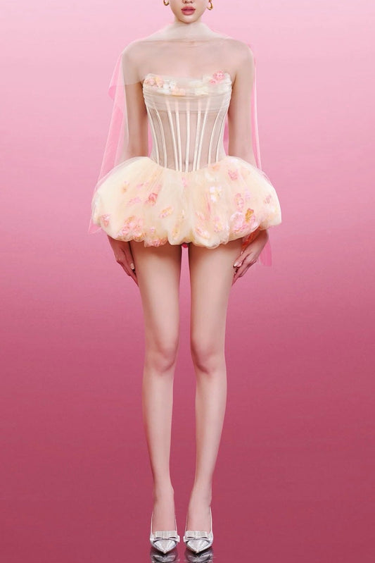 Roxya Floral Strapless Corset Mini Dress