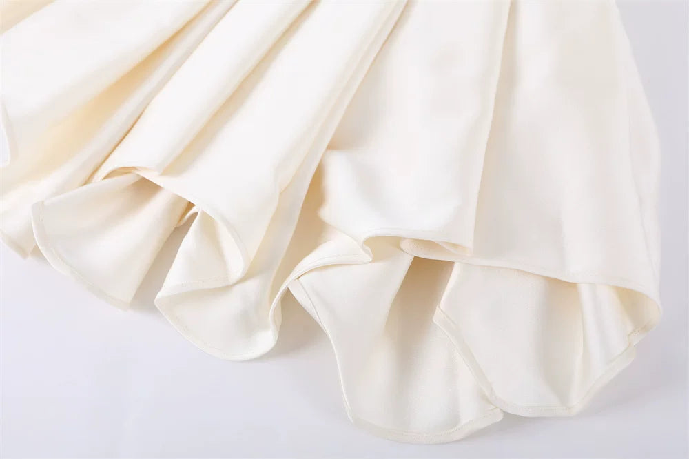 Halter Double Strap Satin Fit &amp; Flare Mini Dress