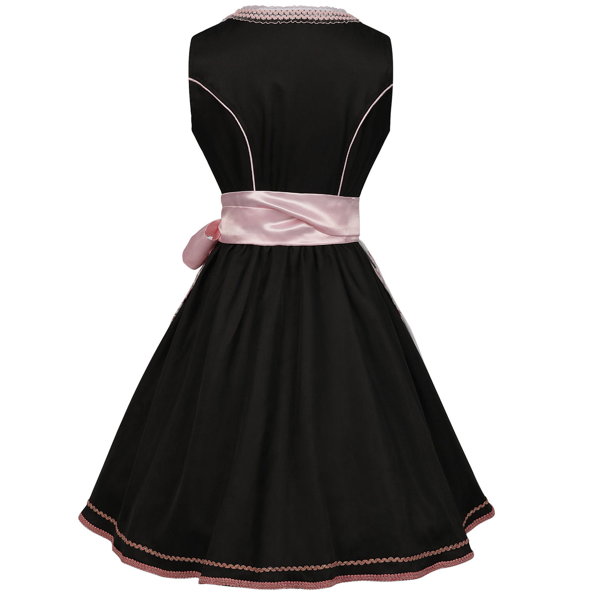 black matte woven polyester-cotton blend fit-and-flare dirndl dress