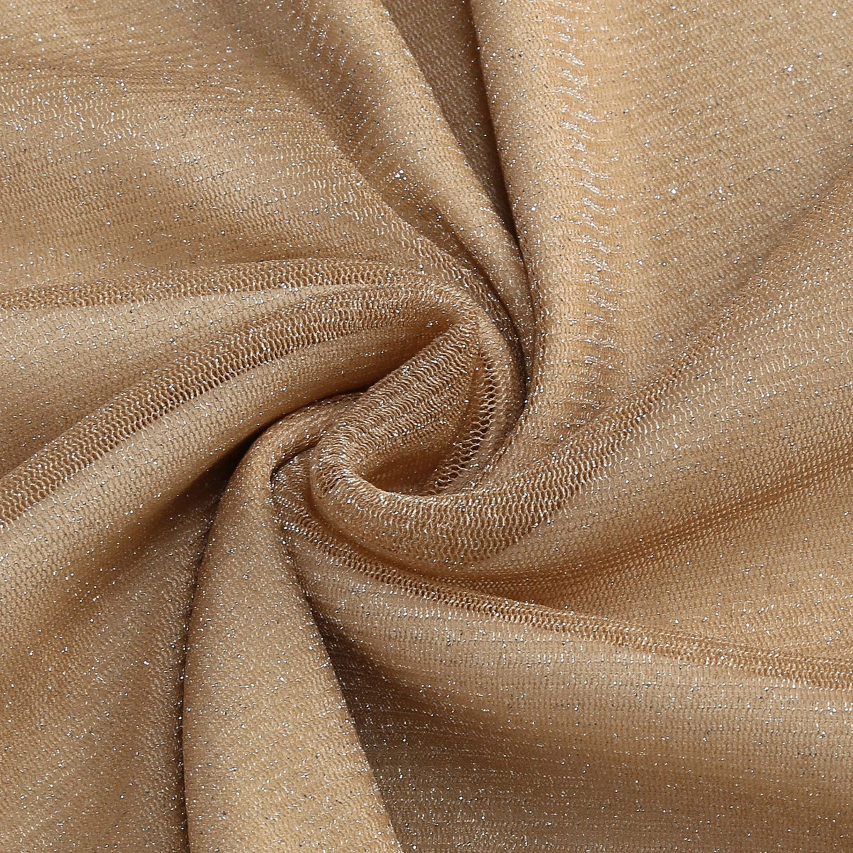 Beige Fine Stretch Knit Column Evening Gown