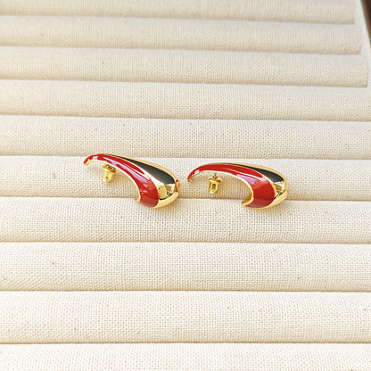 retro gold- red earring