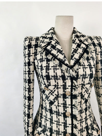 ophelia Houndstooth Tweed Mini Dress