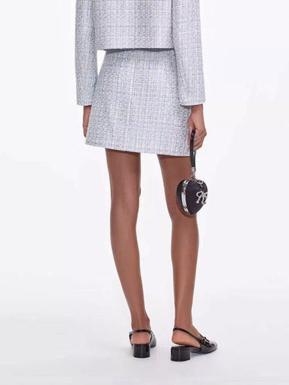 zenobia pale blue Tweed mini skirt