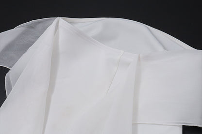 Cream Structured Crepe Fit-and-Flare Mini Dress