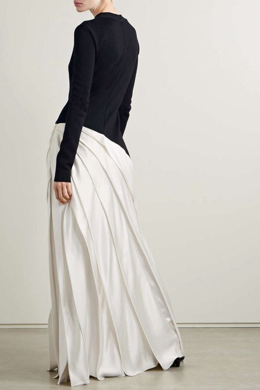 Oarlene Paneled Pleated Maxi Dress