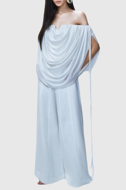 Odruta Off Shoulder Draped Top - White